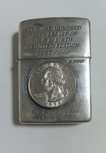 コイン zippo ジッポー ライター ワシントン大統領 アメリカ 通貨 Liberty THE ONE HUNDRED ANNIVERSARY OF G.G.B BIRTH LIMITED EDITION
