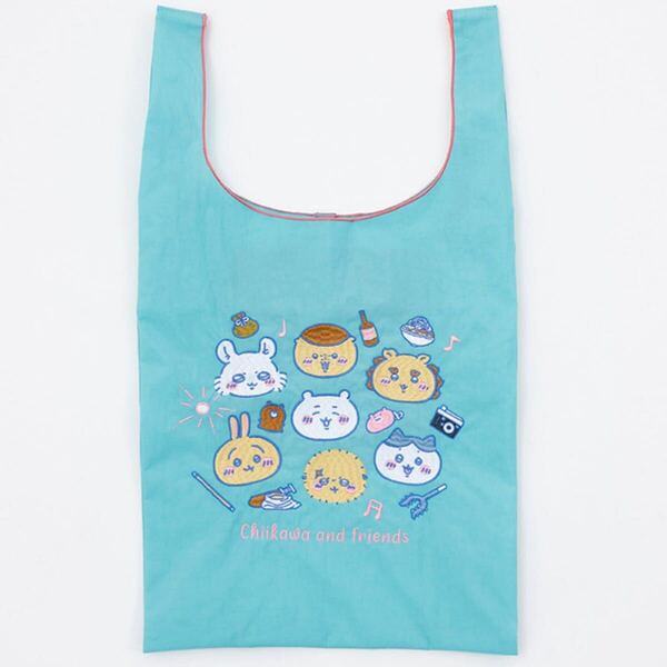 新品未使用 ちいかわ 刺繍エコバッグ 水色 chiikawa and friends