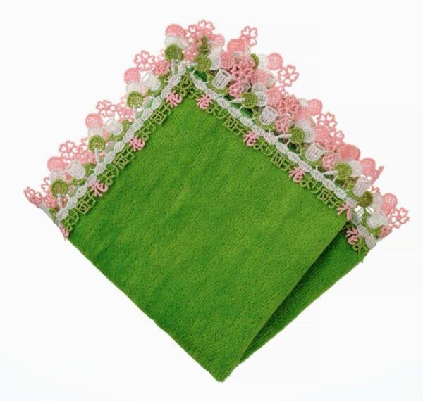 【新品・限定】近沢レース 花より団子 グリーン ハンカチ 完売 シーズン タオル ハンカチ 緑 近沢レース店 Chikazawa 今治タオル ピンク