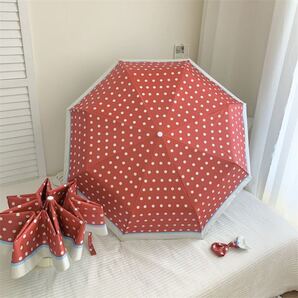 折り畳み傘 赤 水玉柄 オシャレ UVカット 日傘 晴雨兼用傘 遮熱 コンパクト 遮光 可愛い 便利 紫外線遮断
