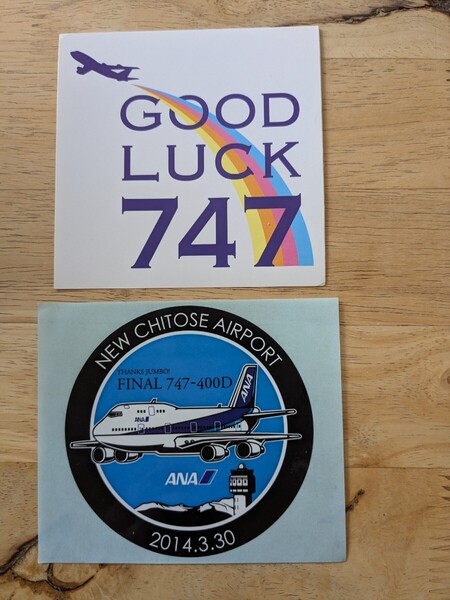 ③ ANA ボーイング 747 THANKS JUMBO! ステッカー4枚とポストカード2枚 合計6枚 おまけでメモ帳