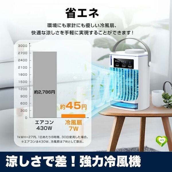 【涼しさで差!強力冷風機】冷風機 卓上冷風扇 氷使用可能 強力冷却 即冷 ひんやり 風量調整 タイマー機能 熱中症予防 人気 おすすめ