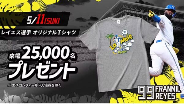 ★非売品★レイエス選手★オリジナルTシャツ★送料無料★