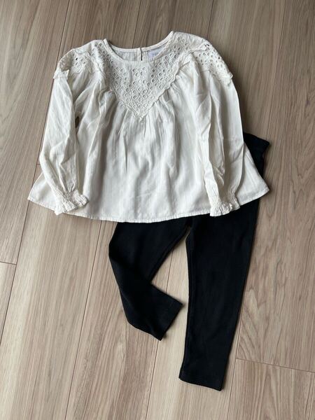 ZARA ザラ レース長袖ブラウス リブレギンスパンツ 2-3years 98㎝