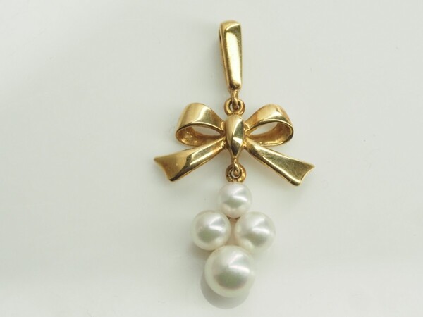 MIKIMOTO ミキモト 可愛い素敵なベビーパールペンダントトップ K18YG 天然アコヤ本真珠3.2mm~4.6mm珠