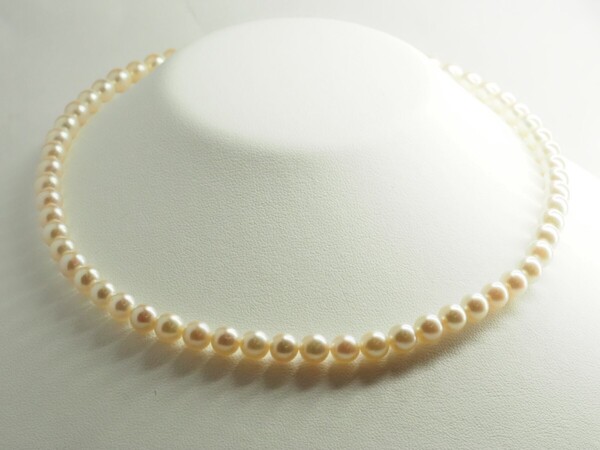 田崎真珠 TASAKI タサキ 極上良質天然アコヤ本真珠ネックレス シルバークラスプ パール6.0mm~6.5mm珠 40cm