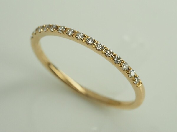 STAR JEWELRY スタージュエリー 素敵に重ね付けも!天然ダイヤモンドハーフエタニティリング 指輪 K18YG 8号