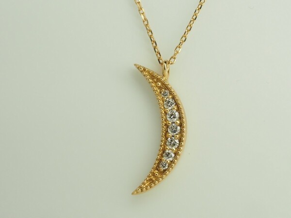 ●ete エテ月 ムーン天然ダイヤモンドネックレス K18YG D0.06ct