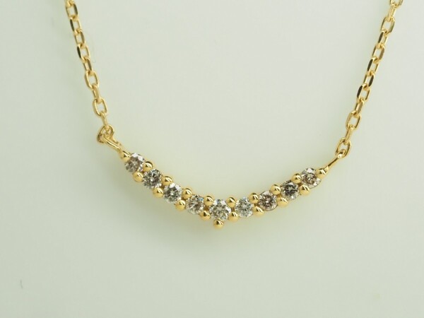 ●agate アガット 天然ダイヤモンドネックレス K18YG D0.04ct