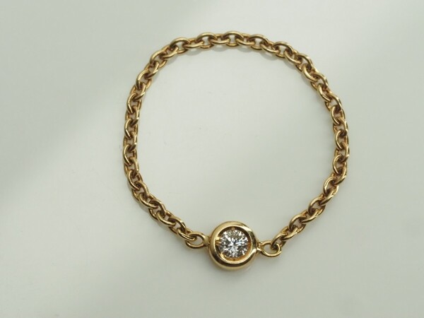 Christian Dior クリスチャンディオール ミミウィ天然ダイヤモンドチェーンリング 指輪 750YG K18YG 50号日本サイズ10号 保証書