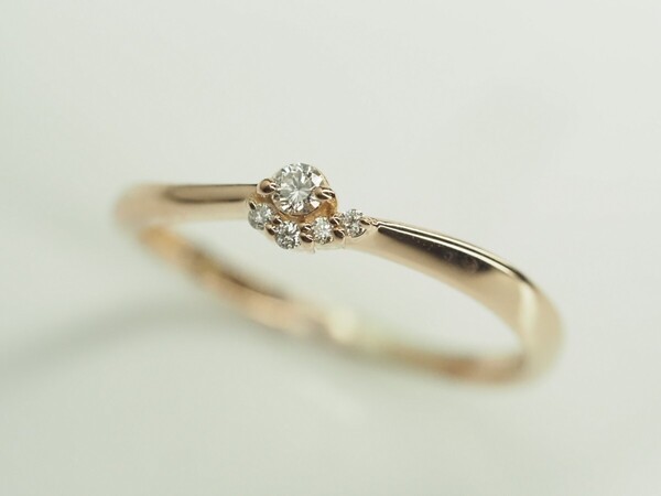 STAR JEWELRY スタージュエリー 素敵に重ね付けも!天然ダイヤモンドリング 指輪 K18PG 11号 D0.05ct