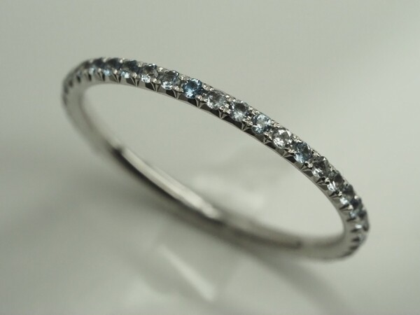 TIFFANY&Co. ティファニー BELGIUM 天然アクアマリンフルエタニティリング 指輪 750WG K18WG 11.5号 ご希望の方にティファニーの箱付き