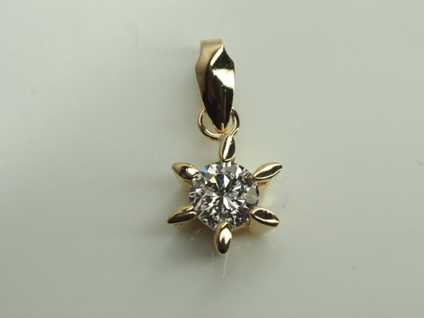 キラキラ!天然ダイヤモンドペンダントトップ K18YG D0.213ct