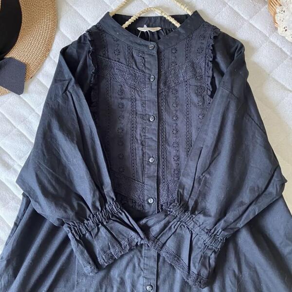 新品★サマンサモスモス★sm2★ブラックキャンディースリーブ*切替レース貼りワンピース