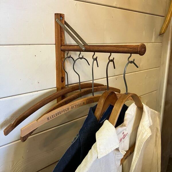 【ANTIQUES】ハンディハンガー ハンガーラック 店舗什器 アンティーク 古着 US 店舗什器 古道 vintage ヴィンテージ 木製 ディスプレイ
