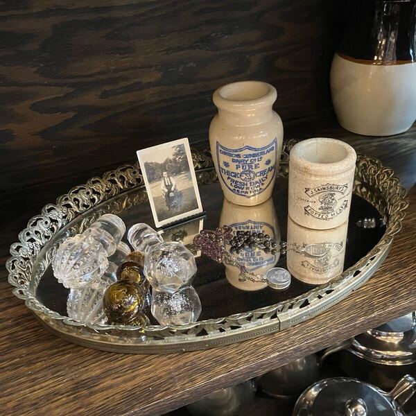 【VINTAGE】 ミラートレイ オーバル 店舗什器 アンティーク 古着 US 店舗什器 古道 vintage