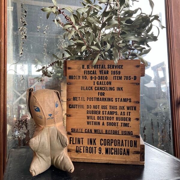 【ANTIQUES】 木箱 ウッドボックス 鉢カバー 店舗什器 アンティーク 古着 US 店舗什器 古道 vintage