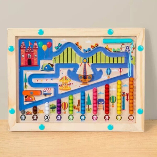《新商品!》 パズル 迷路 木製 モンテッソーリ 人気 磁石 プレゼント 軽量 知育玩具 キッズ マグネット おもちゃ
