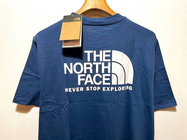 送料無料 即決 新品 正規品 USA限定 The North Face ノースフェイス US-L バックプリント ハーフドームロゴ 半袖Tシャツ S.BLUE