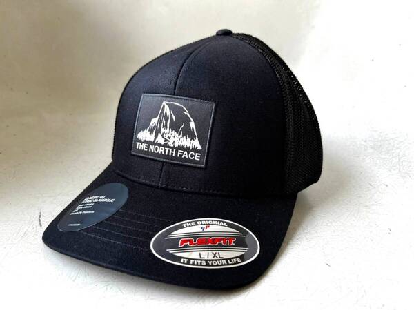 送料無料即決 新品 USA限定 本物 The North Face ノースフェイス FLEXFIT トラッカーハット L/XL メッシュキャップ 帽子 男女兼用 黒色