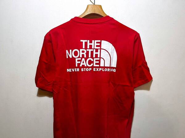 送料無料 即決 新品 正規品 USA限定 The North Face ノースフェイス US-XL バックロゴプリント 半袖Tシャツ 赤色 Throwback