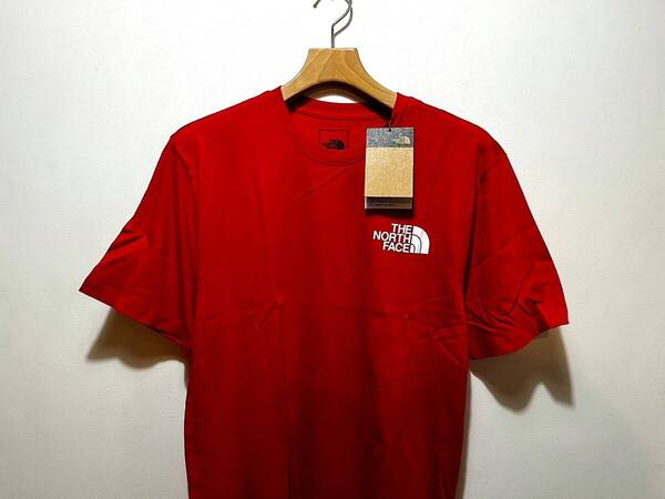 送料無料 即決 新品 正規品 USA限定 The North Face ノースフェイス US-XL バックプリント 半袖Tシャツ 赤色 Throwback