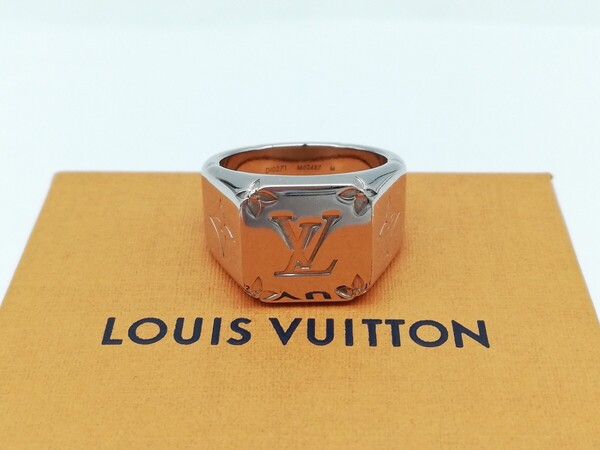 LOUIS VUITTON リング M62487 シグネットリング モノグラム シルバー 指輪 箱付き 送料無料