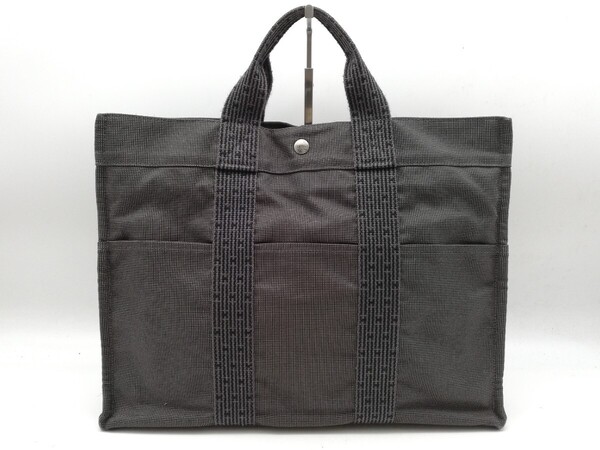 HERMES エルメス エールライン トートバッグ グレー キャンバス ハンドバッグ バッグ 送料無料