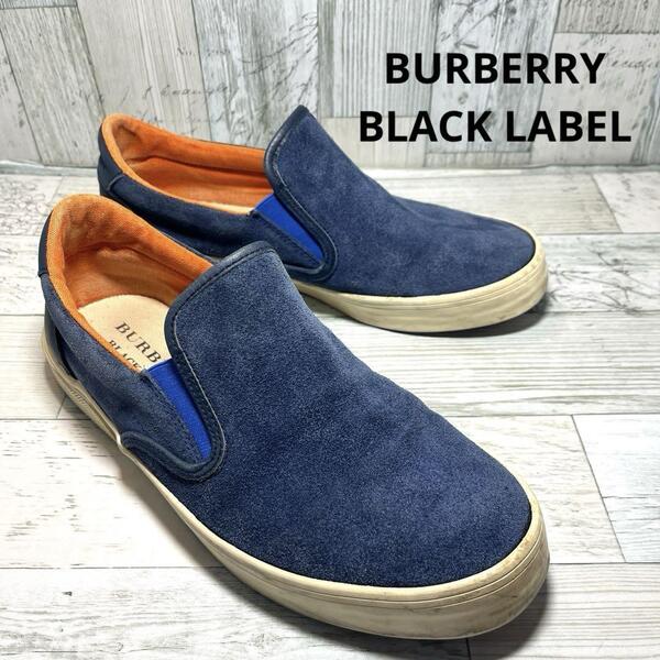 バーバリー ブラックレーベル BURBERRY スリッポン ネイビー メンズ