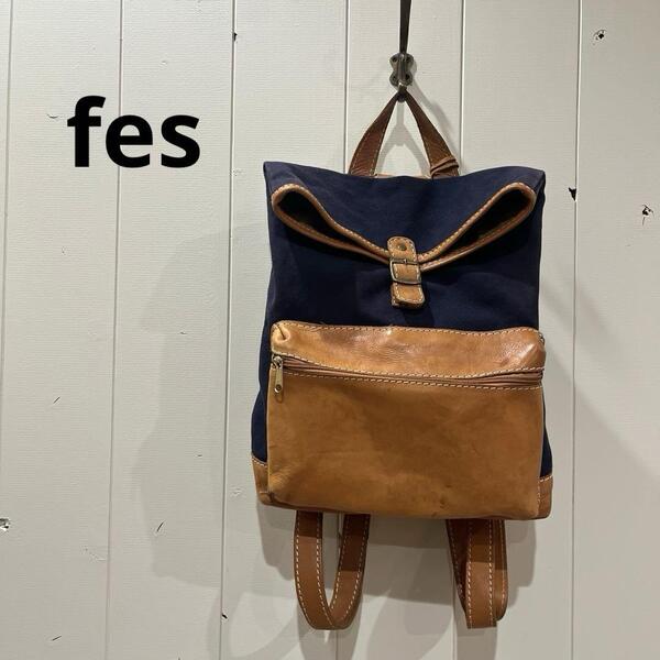 フェス fes リュック レザー キャンバス ネイビー レディース バックパック
