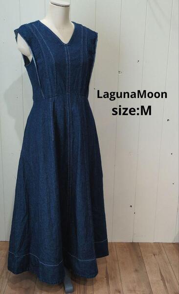 ラグナムーン LagunaMoon フレアスリーブ デニム ワンピース M
