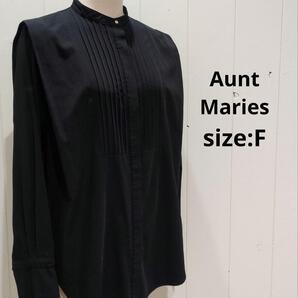 アントマリーズ Aunt Maries ショルダータックバンドカラーシャツ 黒