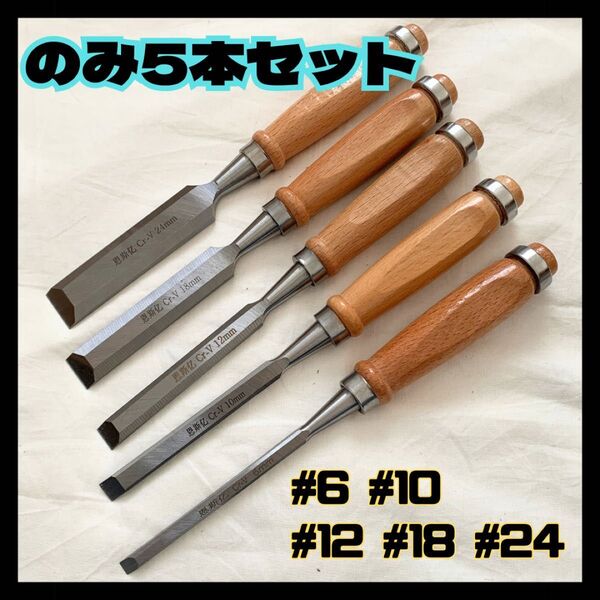のみ 鑿 5本セット 日曜大工 木彫り DIY 彫刻 刃物 平刃 高品質 木工道具 大工道具 木工用 工具