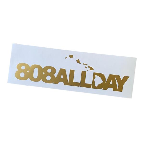 808ALLDAY カッティングステッカー 半艶メタリックゴールド Hi マウイ HAWAII ハワイ Maui ALOHA アロハ マハロ MAHALO ローカル ハワイ州