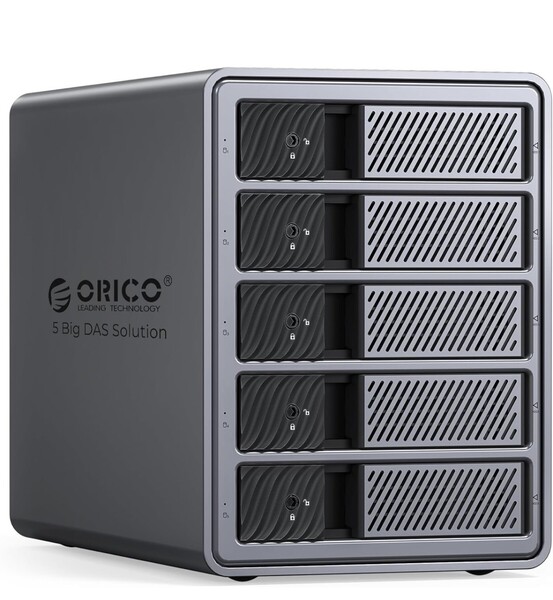 ORICO【RAID機能】HDDケース 5台 22TB*5 USB 3.0接続 8 RAIDモード 3.5インチHDD用 アルミ合金制 HDD 外付けケース 9858RU3