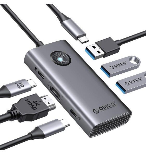 ORICO USB C ハブ 6-in-1 3*USB3.0 4K@30Hz