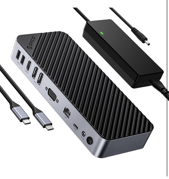ORICO USB C ドッキングステーション 4画面拡張 (20-in-1 Dual Display HDMI VGA)4K HDMIポート 1080p VGAポート 60W PD対応 USB-C