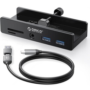 ORICO USB-Cハブ クランプ式 5ポート(TF/SDカードリーダー、USB-A×2、3.5mmオーディオ) 5Gbps高速転送 USB-C 給電ポート付き(5V MH5PMM