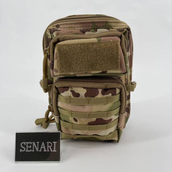 S-1633/サバゲー/ モールシステム対応 可愛い リュックを小さくしたの様なデザインポーチ 3ポケット 肩紐付 / CP マルチカム
