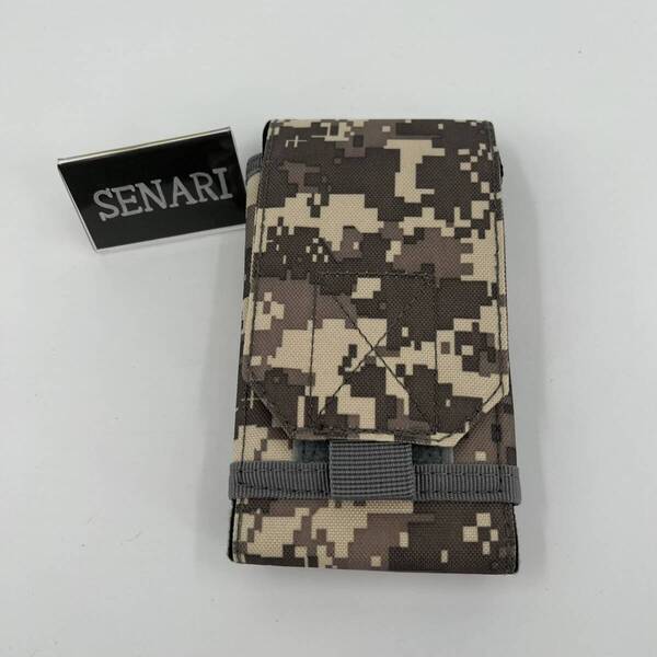 S-1035/サバゲー/モールシステム 対応 スマホポーチ 薄型 多用途 シンプル 丈夫 登山 釣り アウトドア / ACU迷彩