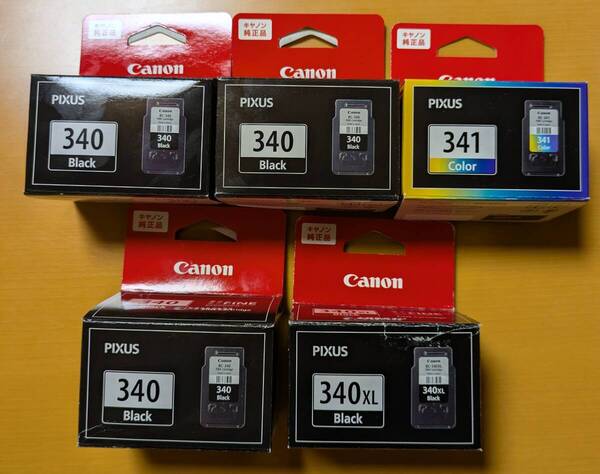 【使用済】キャノン PIXUS純正インクカートリッジ、BC-340, BC-340XL, BC-341XL