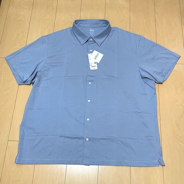 4XL【新品】UNIQLO エアリズム フルオープンポロシャツ ユニクロ 62 blue 半袖シャツ Tシャツ ビッグサイズ ブルー