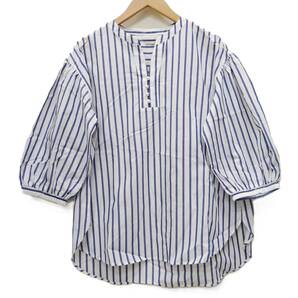 H-240-2 新品 REMIEL レディース トップス 7分袖 カットソー シャツ【L】ホワイト×ネイビー