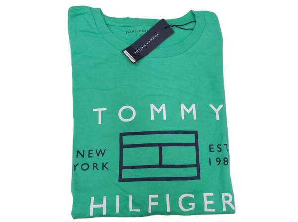 H-206-10 新品 TOMMY HILFIGER トミーヒルフィガー メンズ Tシャツ【M】グリーン クルーネック(丸首) 品番78J9069 / L3L
