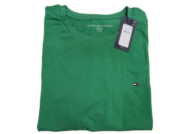 H-219 新品 TOMMY HILFIGER トミーヒルフィガー メンズ Tシャツ 半袖【L】 グリーン クルーネック 品番78J9303