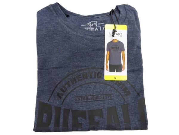 H-231-3 新品 BUFFALO DAVID BITTON バッファロー Tシャツ メンズ 半袖【S】ヘザーダークブルー