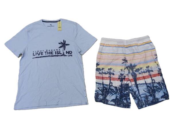 H-227 新品 TOMMY BAHAMA トミーバハマ メンズ Tシャツ + ハーフパンツ 上下セット【L】部屋着 ルームウェア