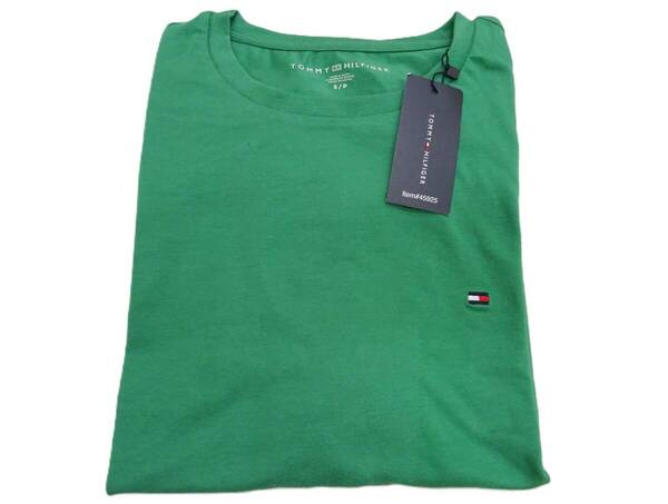 H-180-9 新品 TOMMY HILFIGER トミーヒルフィガー メンズ Tシャツ 半袖【S】 グリーン クルーネック 品番78J9303