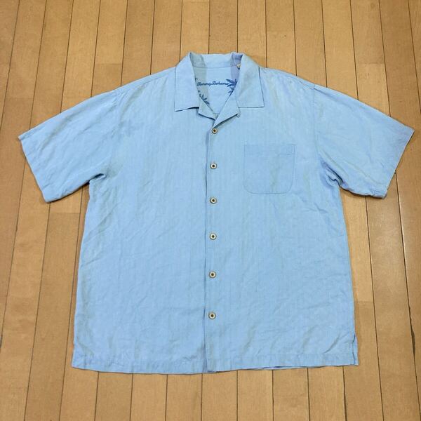 【良品】Tommy Bahama トミーバハマ シルク100% オープンシャツ 半袖シャツ 半袖 L アロハシャツ シャツ シルク トミーバハマ シルクシャツ