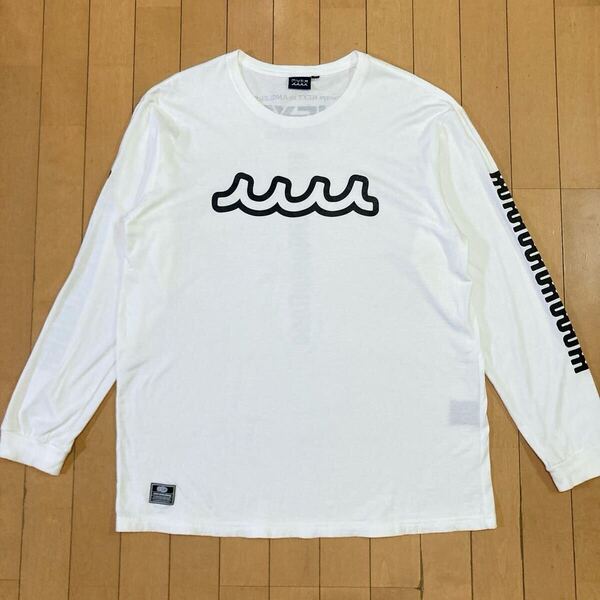 【良品】muta MARINE ムータマリン プリント ロングTシャツ L ホワイト 長袖Tシャツ 白 カットソー ロンT ロゴ コットン L